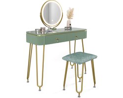 Vicco Grace Kaptafel set met kruk – 100 cm met LED-verlichting en kruk Groen