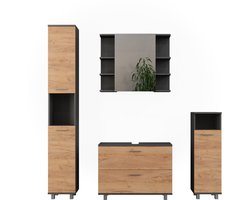 Vicco Ilias Badkamermeubelset – 4 delen Eik goud/antraciet