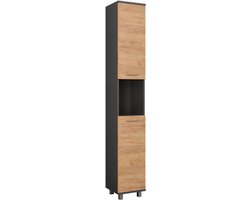 Vicco Ilias Hoge kast – 30.2 x 190 cm met 2 deuren Antraciet/gouden eik