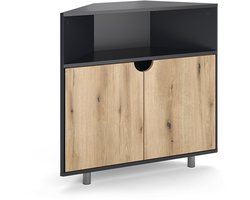 Vicco Inaro Sideboard – 79 x 76 cm met 3 compartimenten Antraciet/eiken