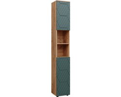 Vicco Irma Badkamermeubel – 30 x 192 cm Groen/gouden eik