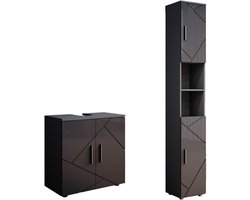 Vicco Irma Badkamermeubelset – 2 delen, met hoge eenheid Antraciet Hoogglans