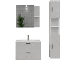 Vicco Irma Badkamermeubelset – 4 delen Wit/wit hoogglans