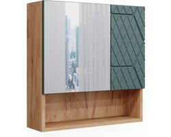 Vicco Irma Badkamerspiegelkast – 54 x 55 cm Groen/gouden eik
