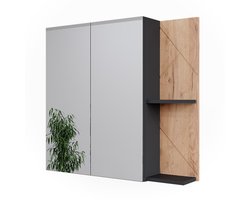 Vicco Irma Badkamerspiegelkast – 80 x 75 cm Antraciet/gouden eik