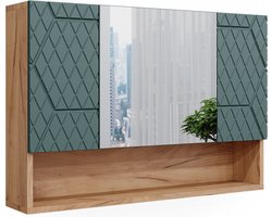 Vicco Irma Badkamerspiegelkast – 80.1 x 55 cm Groen/gouden eik
