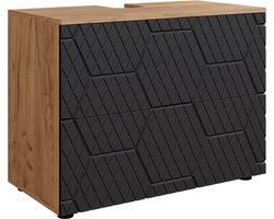 Vicco Irma Wastafelonderkast – 41 x 58.6 cm met 2 laden Antraciet met honingraatstructuur
