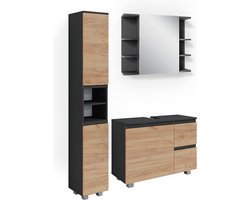 Vicco J-Shape Badkamermeubel set – 3 delen Grijs