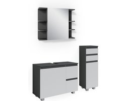 Vicco J-Shape Badkamermeubel set – 3 delen, met midikast Antraciet