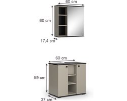 Vicco Joli Badkamermeubelset – 2 delen Grijs