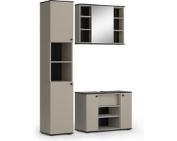 Vicco Joli Badkamermeubelset – 3 delen, met hoge eenheid Grijs