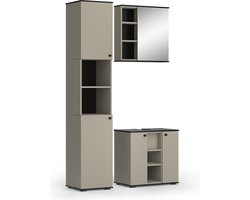 Vicco Joli Badkamermeubelset – 3 delen, met hoge eenheid Grijs