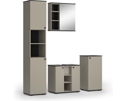 Vicco Joli Badkamermeubelset – 4 stuks, met hoge unit en midi-unit Grijs
