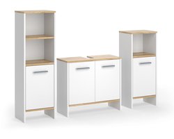 Vicco Karli Badkamermeubelset – 3-delig Eik wit/goud