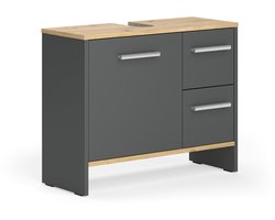 Vicco Karli Wastafelonderkast – 70.2 x 57 cm met 2 lades en 1 deur Antraciet