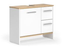 Vicco Karli Wastafelonderkast – 70.2 x 57 cm met 2 lades en 1 deur Eik wit/goud