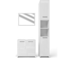 Vicco Kiko Badkamermeubelset – 3 delen Wit hoogglans/wit