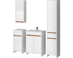 Vicco Lemgo Badkamermeubelset – Set van 5 Wit Hoogglans