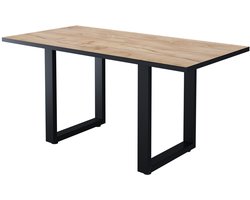 Vicco Livorno Eettafel – 160 x 80 cm Zwart/gouden eik