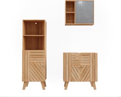 Vicco Lucie Badkamermeubelset – 3 stuks, met midikast Bamboe