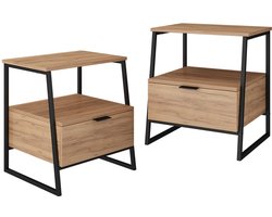 Vicco Lunor Nachtkastje – Set van 2 Goldkraft eik/zwart