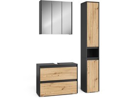 Vicco Majest Badkamermeubelset – 3 delen Antraciet/Artisan