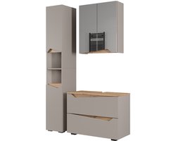 Vicco Marelle Badkamermeubelset – 3 delen met hoge kast Greige/Artisan
