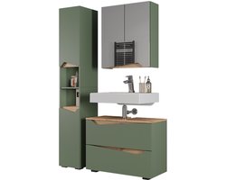 Vicco Marelle Badkamermeubelset – 3 delen met hoge kast Groen/Kunstzinnig