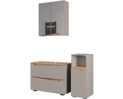 Vicco Marelle Badkamermeubelset – 3 delen met midi-kast Greige/Artisan