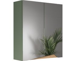 Vicco Marelle Badkamerspiegelkast – 60 x 67 cm met in hoogte verstelbare plank Groen/Kunstzinnig