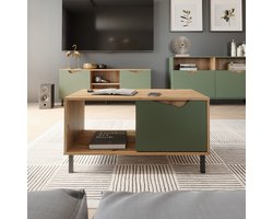 Vicco Marelle Salontafel – 90 x 50 cm met 1 deur Groen/Kunstzinnig