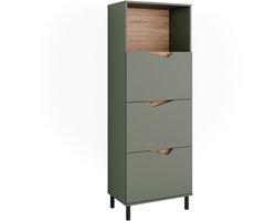 Vicco Marelle Sideboard – 60 x 169.5 cm met 4 compartimenten Groen/Kunstzinnig