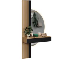 Vicco Melina Kaptafel met licht – 100 cm met LED-spiegel Eiken/zwart