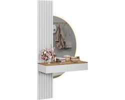 Vicco Melina Kaptafel met licht – 100 cm met LED-spiegel Wit/eiken