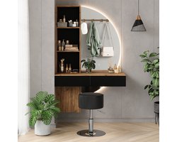 Vicco Melora Kaptafel set met kruk – 100 cm met LED-spiegel en kruk Eiken/zwart