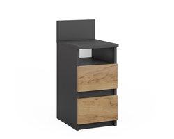 Vicco Monty De nachtkastje ladekast – 25 x 59.1 cm met 2 laden Antraciet/gouden eik