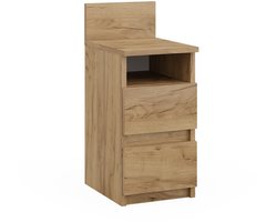 Vicco Monty Nachtkastje – 25 x 59.1 cm met 2 laden Krachtige eik goud