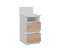Vicco Monty Nachtkastje – 25 x 59.1 cm met 2 laden Wit/Sonoma