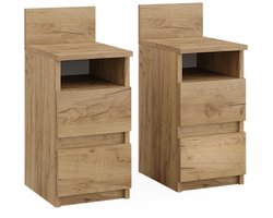 Vicco Monty Nachtkastje – Set van 2 Krachtige eik goud