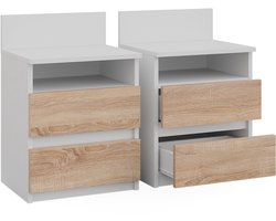 Vicco Monty Nachtkastje – Set van 2 Wit/Sonoma