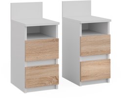 Vicco Monty Nachtkastje – Set van 2 Wit/Sonoma
