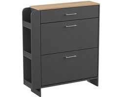 Vicco Movino Schoenenkast – 88.4 x 101.6 cm Met open en gesloten compartimenten Antraciet/eiken