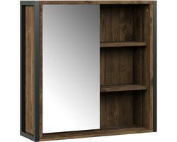 Vicco Naola Badkamerspiegelkast – 62.2 x 62.5 cm met 1 spiegeldeur Eiken/zwart