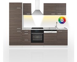 Vicco Optima Complete keukeneenheid – 270 cm zonder werkblad met LED-strip Antraciet/wit