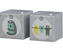 Vicco Opvouwbare box – 30 x 30 cm (luiaardmotief) Grijs