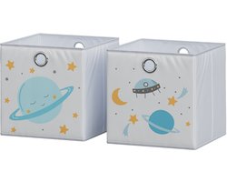 Vicco Opvouwbare box – 30 x 30 cm (ruimtevaart motief) Grijs (ruimte)