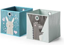 Vicco Opvouwbare box – 30 x 30 cm Set van 2 Blauw-grijs