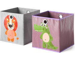 Vicco Opvouwbare box – 30 x 30 cm Set van 2 Grijs/paars