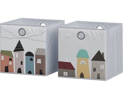Vicco Opvouwbare box – 30 x 30 cm (Stad motief) Grijs (stad)