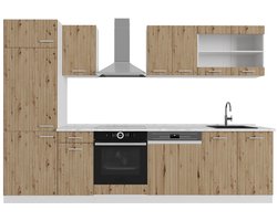 Vicco R-Line Complete keukeneenheid – 300 cm zonder werkblad Artisanaal eiken/wit
